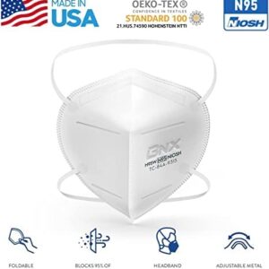 BNX N95 Mask NIOSH Certified MADE IN USA Particulate Respirator Protective Face Mask (20-Pack, Approval Number TC-84A-9315 / Model H95W) White