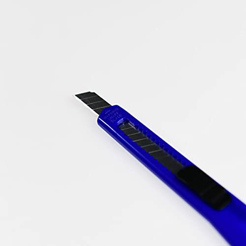 KINBRIEF 9mm Utility Knife Retractable Razor Box cutter for Cartons,Carboards compact Pack 5 with 10 Snap off Blades for Office and Home，blue