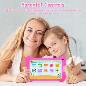 Tablet for Kids,Android 9.0 Kids Tablet Toddler Tablet 2GB, 16GB Learning Tablet with 7 inch IPS Eye Protection Screen Dual Cameras WiFi GMS Certified Kids-Proof Children Tablets Parent Control-Pink