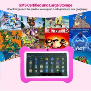 Tablet for Kids,Android 9.0 Kids Tablet Toddler Tablet 2GB, 16GB Learning Tablet with 7 inch IPS Eye Protection Screen Dual Cameras WiFi GMS Certified Kids-Proof Children Tablets Parent Control-Pink