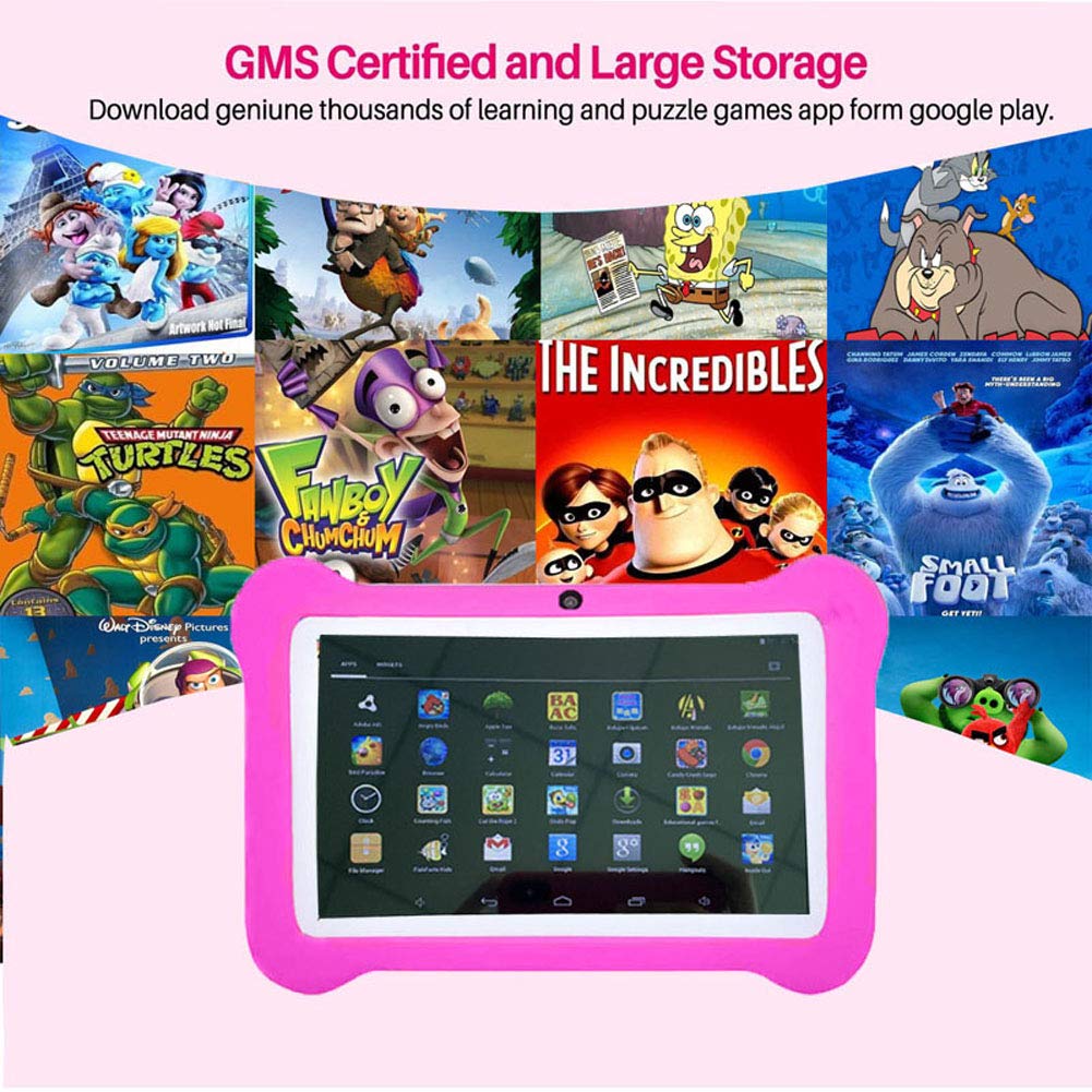 Tablet for Kids,Android 9.0 Kids Tablet Toddler Tablet 2GB, 16GB Learning Tablet with 7 inch IPS Eye Protection Screen Dual Cameras WiFi GMS Certified Kids-Proof Children Tablets Parent Control-Pink