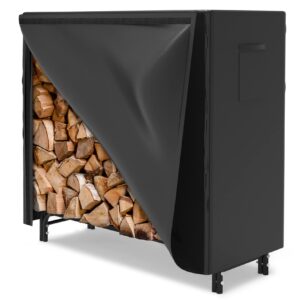 walmann 4ft firewood log rack with cover outdoor, heavy duty firewood rack with weather resistant 600d oxford fabric cover, indoor/outdoor wood rack for firewood…