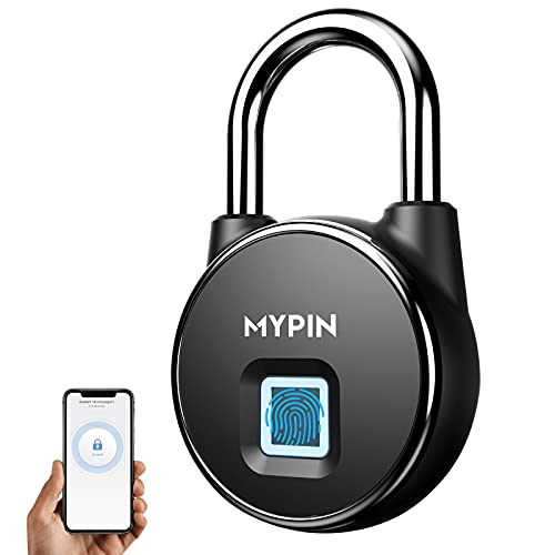 Fingerprint Padlock, Smart Keyless Bluetooth Lock APP/Fingerprint Unlock Anti-Theft Door Luggage Case Lock for Android iOS System Suitable for Gym, Backpack, School, Fence and Storage