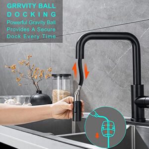 Kitchen Faucet Single Handle Stainless Steel Kitchen Sink Faucet with Pull Out Sprayer Matte Black