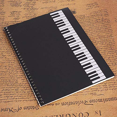 Tomantery Notebook Convenient for Copying Music ScoreBlack Piano Pattern