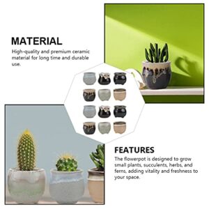 Happyyami 12pcs Ceramic Thumb Basin Mini Flower Planter Ceramic Floral Vase Flower Pot Table Decoration Green Decor Clay pots Window Ceramic Flower Pot Succulents Ceramics Pearlescent