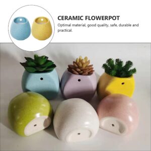 Outdoor Decor Ceramic Flower Pot 2pcs Practical Flowerpot Simple Succulent Storage Pot Home Plant Container Air Plants