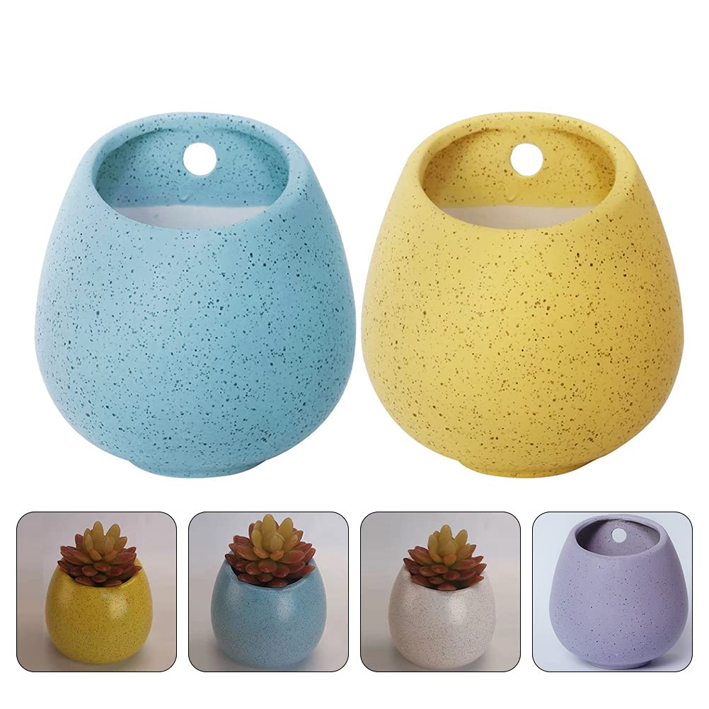 Outdoor Decor Ceramic Flower Pot 2pcs Practical Flowerpot Simple Succulent Storage Pot Home Plant Container Air Plants