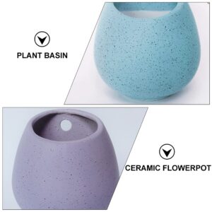 Outdoor Decor Ceramic Flower Pot 2pcs Practical Flowerpot Simple Succulent Storage Pot Home Plant Container Air Plants