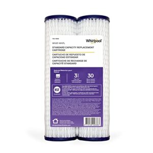 whirlpool 2.5"x10" sediment water filter replacement cartridge whkf-whpl, nsf certified 30-micron rating protects home appliances, fits whole house filtration housings whkf-dwhv and whkf-dwh, 2-pack