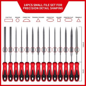 57Pcs Metal & Wood File Rasp Set,Grade T12 Forged Alloy Steel, Half-round/Round/Triangle/Flat 4pcs Large Tools, 14pcs Needle Files and a pair of Electric Files, a brush and 36pcs emery papers