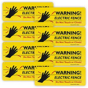8-pack warning electric fence safe sign, 10"x 3.5" plastic sign