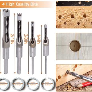 Wafoy Mortising Attachment for Drill Press, 4 Tools Model Drills Chisel Set Mortise and Tenon Tools, Upgrade for Woodworking Mortise Bench for Drill Press Locator