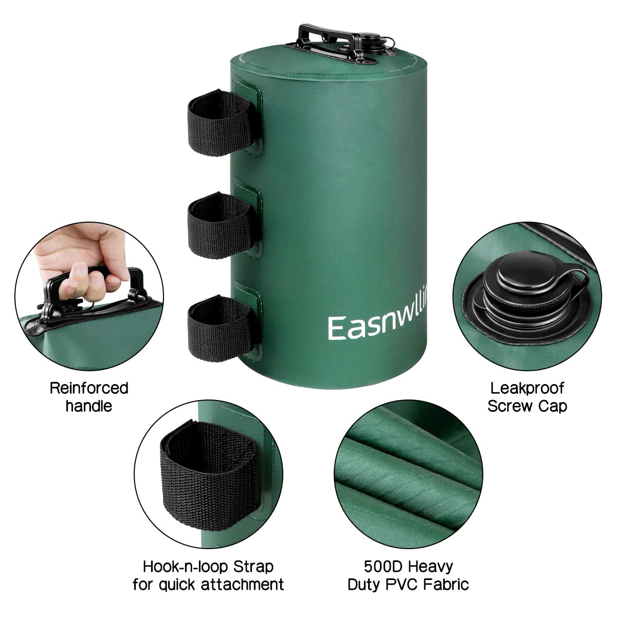 Easnwllim Canopy Water Weight Bag Leg Weights for Pop Up Canopy,Tent,Gazebo,Set of 4,Dark Green