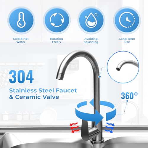 Utility Sink, 2 Compartment Stainless Steel Commercial Kitchen Prep & Utility Sink with Drainboard - Expanded Size 47" x 33" x 17"