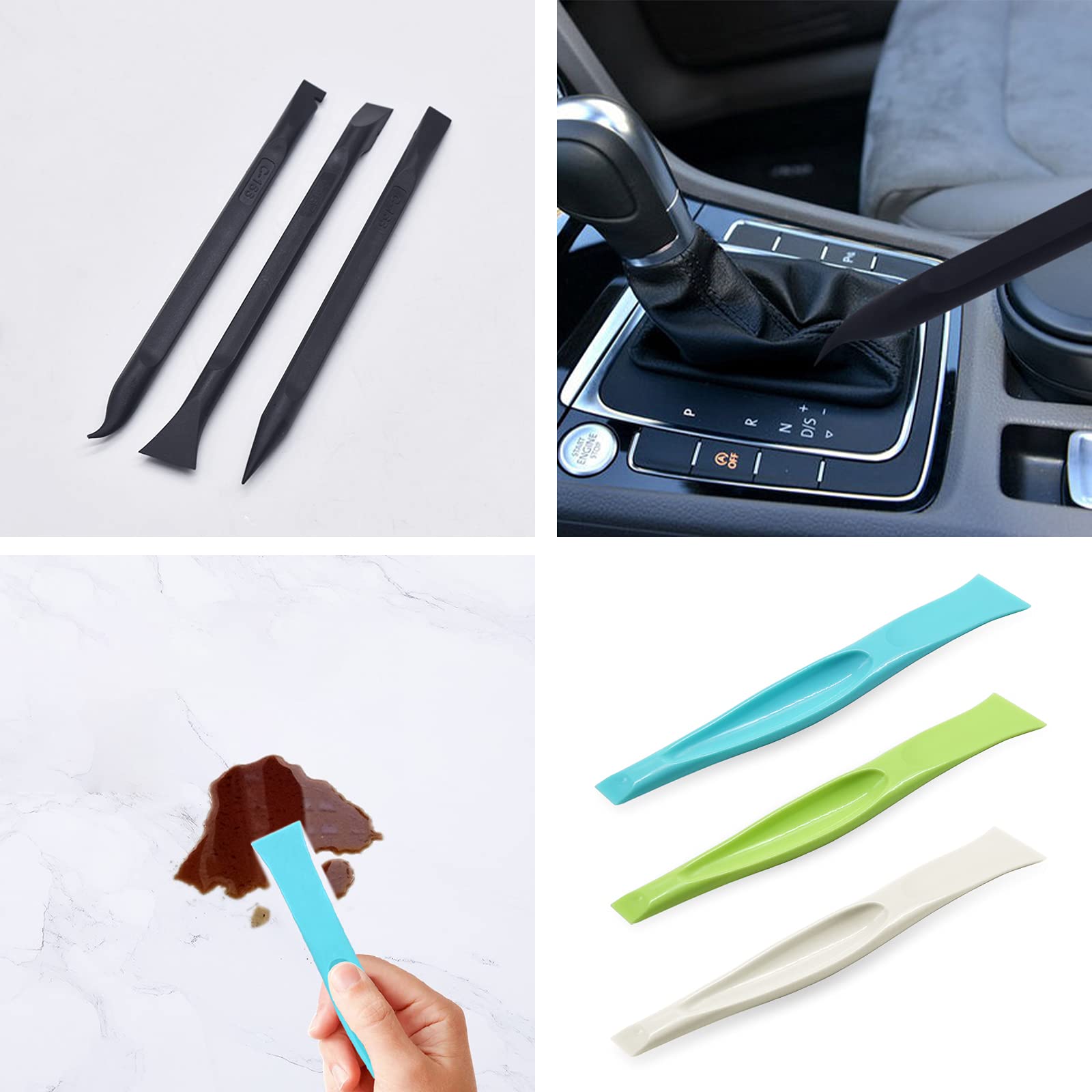 Plastic Scraper Tool, Carbon Fiber Multi-Purpose Scraper, Non-Scratch Cleaning Tool, Lottery Ticket Scratcher Tool, Sticker/Label Remover Tool, Pen Shaped Cleaning Tool for Tight Space/Crevice (6pcs)