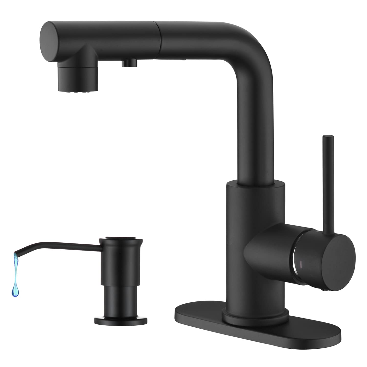 CREA Sink Faucet, Black Kitchen Faucets with Pull Down Sprayer with Kitchen Sink Soap Disoenser