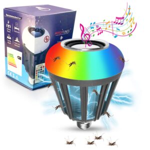 mosqitunes outdoor bug zapper, led light indoor repellant bluetooth speaker with light, electric mosquito zapper lamp outdoor electric fly mosquito lamp bug light bug light satisfying led