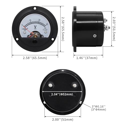 CHHUA Analog Voltmeter DH-52 0-30V DC Volt Meter Gauge Circular Panel Voltage Meter Voltage Tester for Shipping Circuit Testing Mechanical Equipment