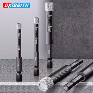 Dry Diamond Drill Bits Set 3 Packs for Granite Porcelain Tile Ceramic Marble Size 1/4“ (6mm), 5/16” (8mm), 3/8” (10mm), with Quick Change 1/4” Hex Shank and Storage Cases