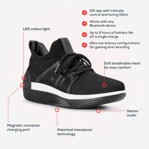 DropLabs EP 01 Haptic Sneaker, Mens Size 10, Gaming, Music, Movies, VR, Bluetooth Compatible, 360 Haptic Feedback, 6-Hour Battery Life, Magnetic Charge Connector, Black & White (M-EP1-US-B-10)