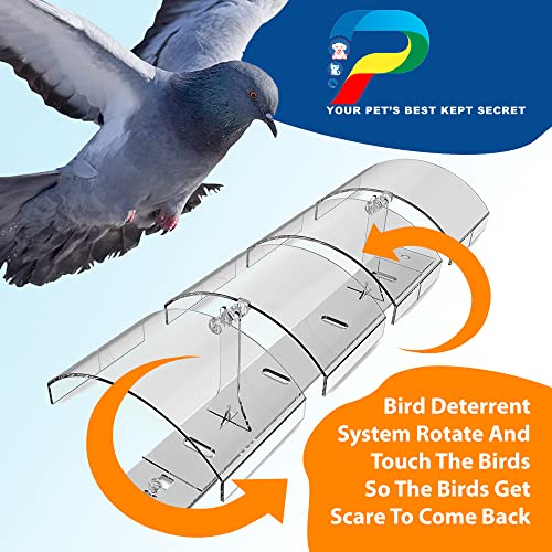 Petslandia Bird Deterrent System - Polycarbonate UV Resistant Pigeon Deterrent, Cruelty-Free Pigeon Proof, Long Lasting, Suitable for Balconies, Patios and Outdoors (39 in)