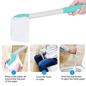 JJHREI Bottom Wiping Aid - Long Reach Comfort Wipe - Self Wipe Assist Toilet Aids Wand - Bathroom Butt Wiper - Ideal Elderly Daily Living Aid for Limited Mobility