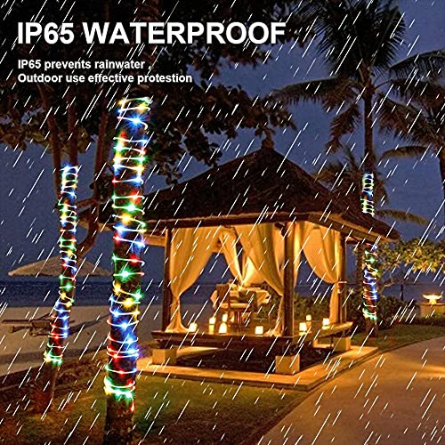 Fatpoom Solar Lights Rope Lights Solar Powered String Lights 40FT 120 LEDs 8 Modes Fairy Lights Outdoor Decoration Lighting for Garden Patio Party,Weddings,Christmas Décor Multi-Color 2Pack