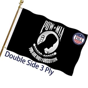 pow mia flag 2x3 ft outdoor heavy duty polyester military pow flags double sided 3 ply banner 200d with durable canvas header and 2 brass grommets pow mia banner- you are not forgotten war flags
