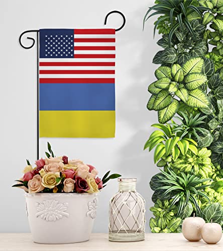 Ukrainian Flag Ukraine US Friendship Garden Ucrania Home Decor Indoor Tapestry World Country - Outdoor Decorations House Banner Wall Hanging Small Yard Stand With Ukrainian Gifts Made In USA
