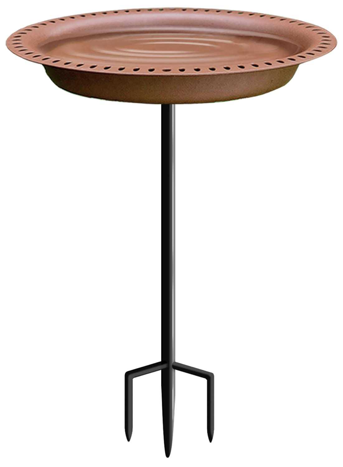 Garbuildman Extra-Large Freestanding Birdbaths Bowl, Detachable Decoration Spa with Metal Stake Stand & Birdfeeder for Outdoor Garden, Oval Style, Chocolate