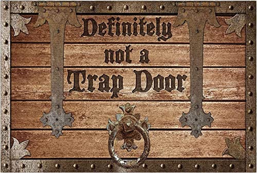 GADGETSTALK Vintage Funny Novelty Decorative Indoor Mat - Not a Trap Door - Gift for Family & Friend Halloween Door Mat Halloween Decorations Indoor Funny Birthday Gifts (36" X 24", Trap Door_Brown)