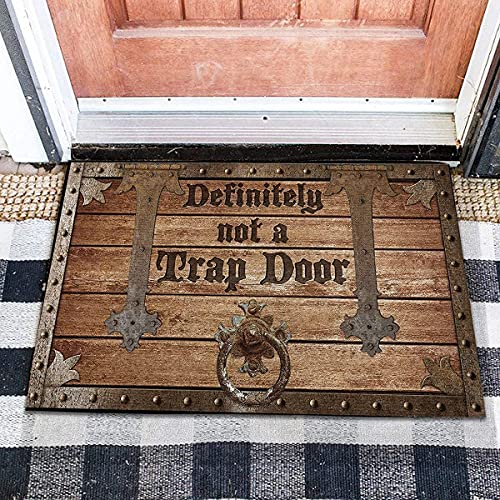 GADGETSTALK Vintage Funny Novelty Decorative Indoor Mat - Not a Trap Door - Gift for Family & Friend Halloween Door Mat Halloween Decorations Indoor Funny Birthday Gifts (36" X 24", Trap Door_Brown)