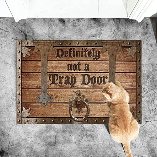 GADGETSTALK Vintage Funny Novelty Decorative Indoor Mat - Not a Trap Door - Gift for Family & Friend Halloween Door Mat Halloween Decorations Indoor Funny Birthday Gifts (36" X 24", Trap Door_Brown)