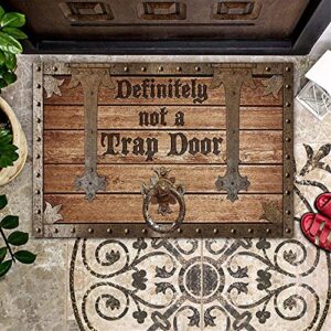 GADGETSTALK Vintage Funny Novelty Decorative Indoor Mat - Not a Trap Door - Gift for Family & Friend Halloween Door Mat Halloween Decorations Indoor Funny Birthday Gifts (36" X 24", Trap Door_Brown)