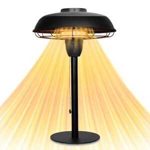 star patio electric patio heater, tabletop heater, 1500w infrared outdoor heater with ufo shape sandy black finish, industrial style series, ip44 waterproof, stp2036-bt