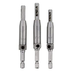 Deadwood Crafted Tools VIX Self Centering Drill Bit Set - 7/64, 9/64, and 11/64in Wood Drill Bits for Hinges and Shelves