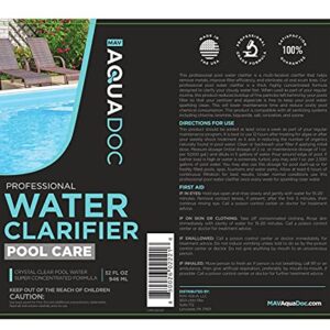 Pool Clarifier Liquid for Fast Acting Cloudy Water Treatment, Swimming Pool Water Clarifier Pool Owners Love, Use Our Clarifier to Keep Your Pool Clear | AquaDoc 32oz