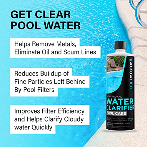 Pool Clarifier Liquid for Fast Acting Cloudy Water Treatment, Swimming Pool Water Clarifier Pool Owners Love, Use Our Clarifier to Keep Your Pool Clear | AquaDoc 32oz