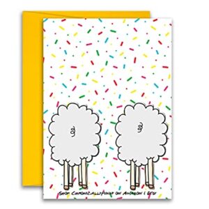 Funny Birthday Happy Birthday Two Ewe Sheep Greeting Card Pun Card Kids Birthday Card 5x7 inches w/Envelope