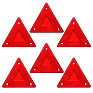 enjoyist 6-pack red safety reflector warning sign, slow moving vehicle triangle safety sign, for outdoor truck, car, golf cart