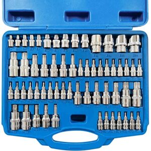 sunhzmckp 60-piece master torx bit socket and external torx socket set, s2 alloy steel，e4-e24, t6-t70,tt6-tt70,tp8-tp60,the best auto repair tool