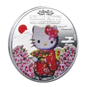 cute hello kitty 40th anniversary commemorative collection coin (silver)