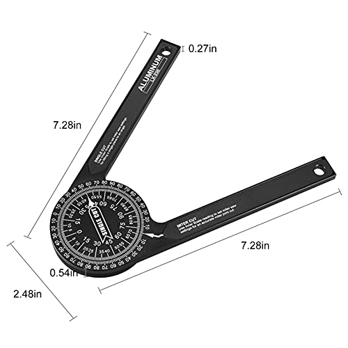 NYOOLO Miter Saw Protractor, 7 Inch 4 in 1 Aluminum Miter Angle Finder with Level Instrument, Construction Protractors Precision Miter Gauge for Carpenter Plumber Building Trade (Small)