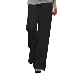 bravetoshop women's summer solid color elastic waist pants casual baggy jogger workout trousers (black,l)