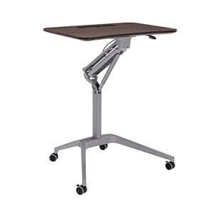 gdrasuya10 mobile standing desk, sit stand freely adjustable computer desk height aluminum alloy support thicker plate spacious table top with brake casters for office room home use