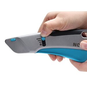 Nova Squeeze Trigger Utility Knife and Heavy Duty Box Cutter, Self Retractable Safety Knife, Ergonomic Aluminum Body, Safety-Lock Design, Durable and Safe