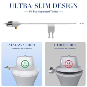 Atalawa Bidet Toilet Seat Attachment Ultra Slim Bidet With Self Cleaning Dual Nozzle Adjustable Water Non Electric Bidet Fresh Water Spray for Sanitary and Feminine Wash