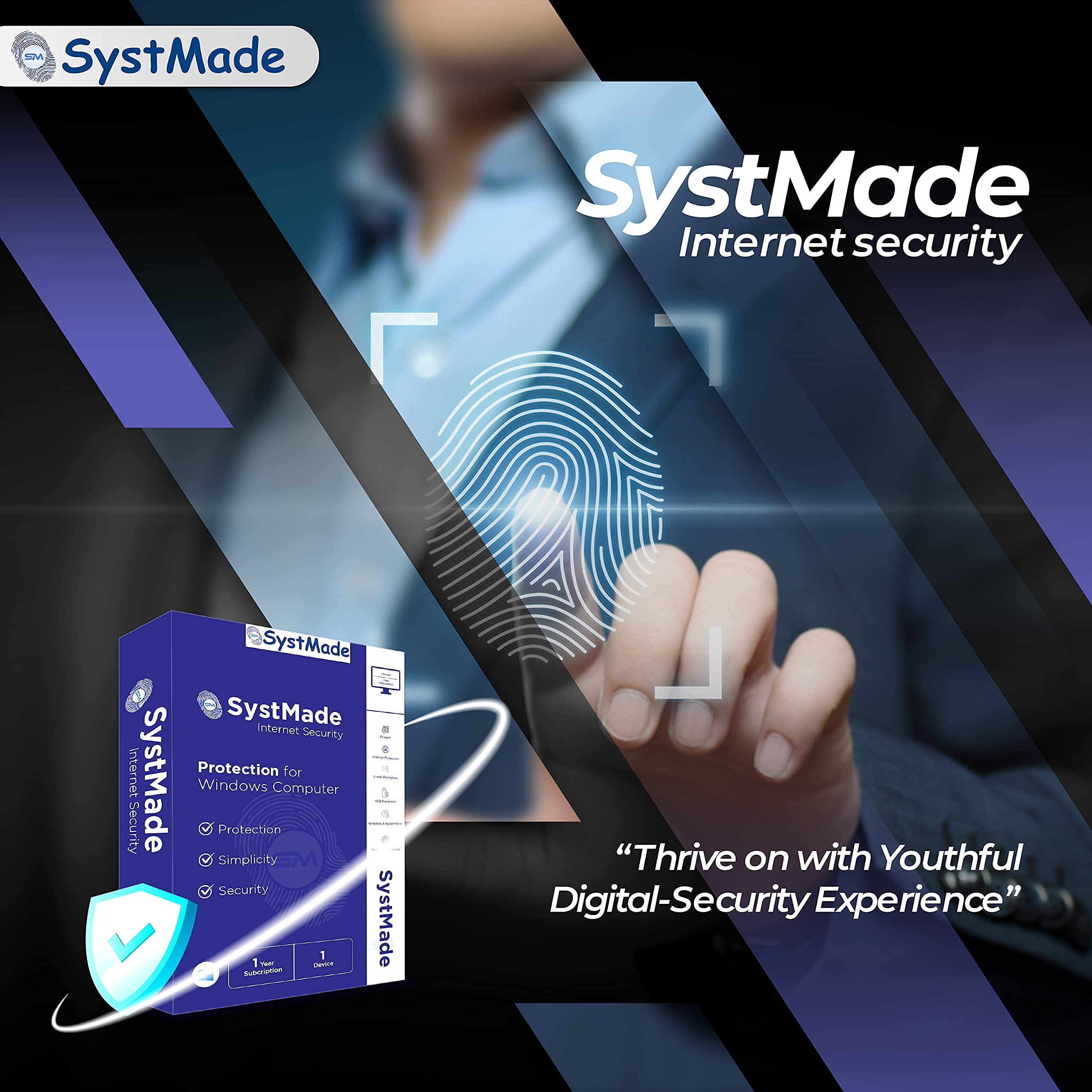 SystMade Internet Security I 1 PC 1 Year I Protection for Windows Computer I With Firewall Protection I Game Mode I Email Delivery in 2 Hours - No CD