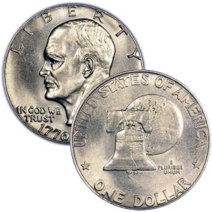 1976 p, d 6 coin eisenhower dollar, kennedy half, and washington quarter bicentennial set collection us mint uncirculated